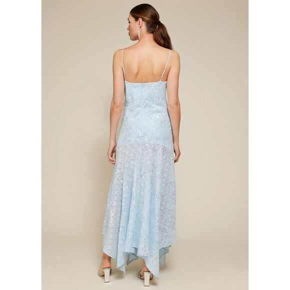 Line & Dot Women's Eros Maxi Dress in Sky Blue Sequined Voile Fabric size XS NWO - Picture 4 of 9